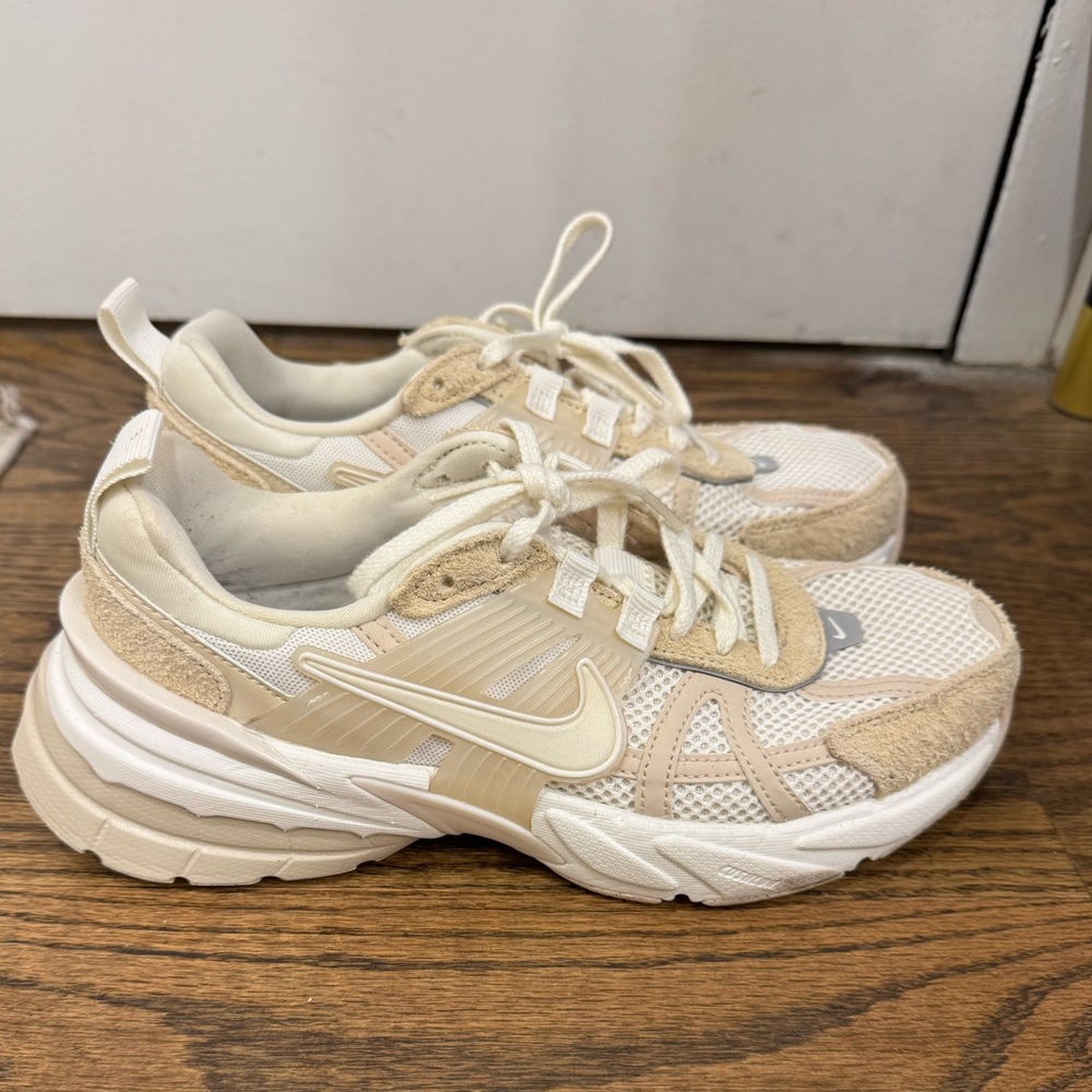 Nike Women's Beige and White Sneakers